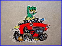Vintage Ratfink Drives 1950 Stick Chevrolet 12 Metal Gasoline Oil Rat Fink Sign