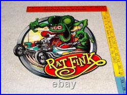 Vintage Ratfink Drives Custom Roadster Hot Rod Metal Gasoline Oil Rat Fink Sign