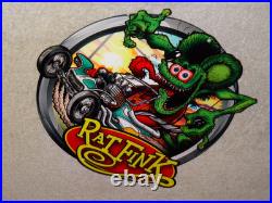 Vintage Ratfink Drives Custom Roadster Hot Rod Metal Gasoline Oil Rat Fink Sign