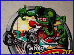 Vintage Ratfink Drives Custom Roadster Hot Rod Metal Gasoline Oil Rat Fink Sign Vintage Ratfink Drives Custom Roadster Hot Rod Metal Gasoline Oil Rat Fink Sign