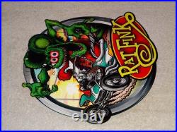 Vintage Ratfink Drives Custom Roadster Hot Rod Metal Gasoline Oil Rat Fink Sign