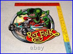 Vintage Ratfink Drives Custom Roadster Hot Rod Metal Gasoline Oil Rat Fink Sign