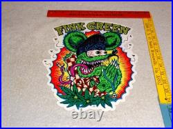 Vintage Ratfink Praying Fink Green Smoking 1' Enamel Metal Gasoline Oil Rat Sign