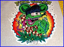 Vintage Ratfink Praying Fink Green Smoking 1' Enamel Metal Gasoline Oil Rat Sign