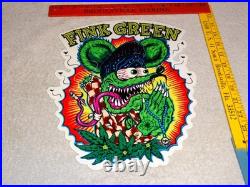Vintage Ratfink Praying Fink Green Smoking 1' Enamel Metal Gasoline Oil Rat Sign