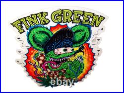 Vintage Ratfink Praying Fink Green Smoking 1' Enamel Metal Gasoline Oil Rat Sign