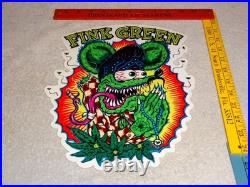 Vintage Ratfink Praying Fink Green Smoking 1' Enamel Metal Gasoline Oil Rat Sign