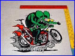 Vintage Ratfink Rides Motorcycle 12 Porcelain Metal Rat Fink Gasoline Oil Sign