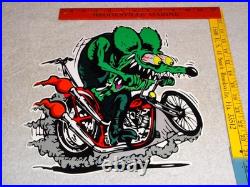 Vintage Ratfink Rides Motorcycle 12 Porcelain Metal Rat Fink Gasoline Oil Sign
