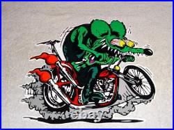 Vintage Ratfink Rides Motorcycle 12 Porcelain Metal Rat Fink Gasoline Oil Sign