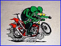 Vintage Ratfink Rides Motorcycle 12 Porcelain Metal Rat Fink Gasoline Oil Sign