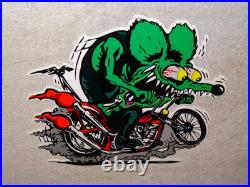 Vintage Ratfink Rides Motorcycle 12 Porcelain Metal Rat Fink Gasoline Oil Sign