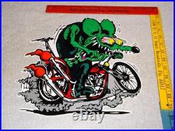 Vintage Ratfink Rides Motorcycle 12 Porcelain Metal Rat Fink Gasoline Oil Sign