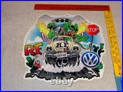 Vintage Ratfink Volkswagen Beetle Bug Porcelain Metal Rat Fink Gasoline Car Sign