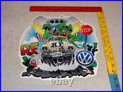 Vintage Ratfink Volkswagen Beetle Bug Porcelain Metal Rat Fink Gasoline Car Sign Vintage Ratfink Volkswagen Beetle Bug Porcelain Metal Rat Fink Gasoline Car Sign