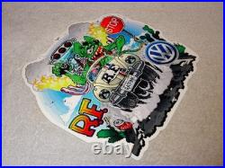 Vintage Ratfink Volkswagen Beetle Bug Porcelain Metal Rat Fink Gasoline Car Sign