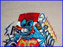 Vintage Ratfink Your House My Garage Porcelain Metal Rat Fink Gasoline Oil Sign