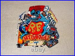 Vintage Ratfink Your House My Garage Porcelain Metal Rat Fink Gasoline Oil Sign