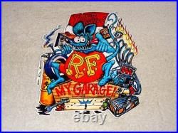 Vintage Ratfink Your House My Garage Porcelain Metal Rat Fink Gasoline Oil Sign