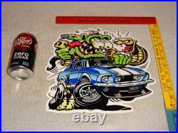 Vintage Ratfink +ford Shelby Cobra Car & Snake Metal Rat Fink Gasoline Oil Sign