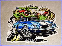 Vintage Ratfink +ford Shelby Cobra Car & Snake Metal Rat Fink Gasoline Oil Sign