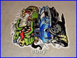 Vintage Ratfink +ford Shelby Cobra Car & Snake Metal Rat Fink Gasoline Oil Sign