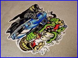 Vintage Ratfink +ford Shelby Cobra Car & Snake Metal Rat Fink Gasoline Oil Sign