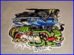 Vintage Ratfink +ford Shelby Cobra Car & Snake Metal Rat Fink Gasoline Oil Sign