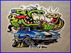 Vintage Ratfink +ford Shelby Cobra Car & Snake Metal Rat Fink Gasoline Oil Sign