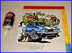 Vintage Ratfink +ford Shelby Cobra Car & Snake Metal Rat Fink Gasoline Oil Sign