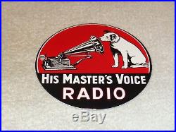 Vintage Rca His Master's Voice Radio & Nipper Dog 6 Porcelain Metal Record Sign