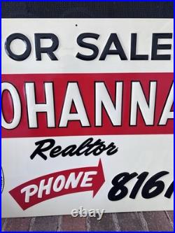 Vintage Real Estate Realtor For Sale Metal Sign Nos New Bohanna Merchants Co Mi