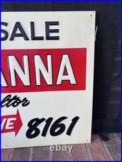Vintage Real Estate Realtor For Sale Metal Sign Nos New Bohanna Merchants Co Mi
