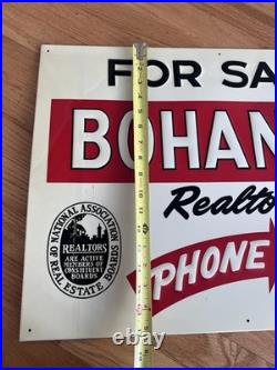 Vintage Real Estate Realtor For Sale Metal Sign Nos New Bohanna Merchants Co Mi