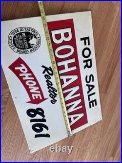 Vintage Real Estate Realtor For Sale Metal Sign Nos New Bohanna Merchants Co Mi