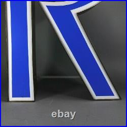 Vintage Reclaimed 36 Tall R Lighted Metal Channel Sign Marquee Letter R Blue