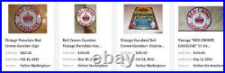 Vintage Red Crown Gasoline 11 3/4 Porcelain Metal Standard Station Gas Oil Sign