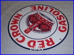 Vintage Red Crown Gasoline Huge King's? 11 3/4 Porcelain Metal Gas & Oil Sign