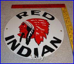 Vintage Red Indian Mccoll Frontenac 11 3/4 Porcelain Metal Canada, Gas Oil Sign