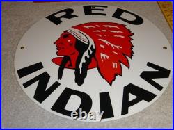 Vintage Red Indian Mccoll Frontenac 11 3/4 Porcelain Metal Canada, Gas Oil Sign
