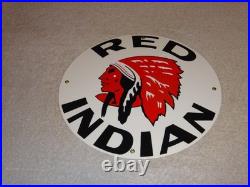 Vintage Red Indian Mccoll Frontenac 11 3/4 Porcelain Metal Canada, Gas Oil Sign