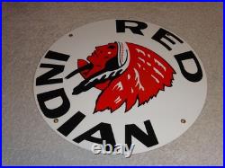 Vintage Red Indian Mccoll Frontenac 11 3/4 Porcelain Metal Canada, Gas Oil Sign