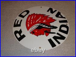 Vintage Red Indian Mccoll Frontenac 11 3/4 Porcelain Metal Canada, Gas Oil Sign