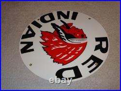 Vintage Red Indian Mccoll Frontenac 11 3/4 Porcelain Metal Canada, Gas Oil Sign