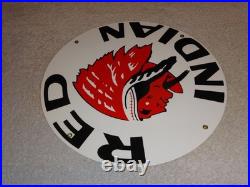 Vintage Red Indian Mccoll Frontenac 11 3/4 Porcelain Metal Canada, Gas Oil Sign