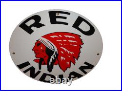 Vintage Red Indian Mccoll Frontenac 11 3/4 Porcelain Metal Canada, Gas Oil Sign