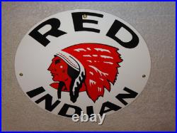 Vintage Red Indian Mccoll Frontenac 11 3/4 Porcelain Metal Canada, Gas Oil Sign