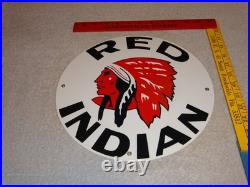Vintage Red Indian Mccoll Frontenac 11 3/4 Porcelain Metal Canada, Gas Oil Sign