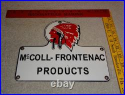 Vintage Red Indian Mccoll-frontenac Products Porcelain Metal Gasoline & Oil Sign