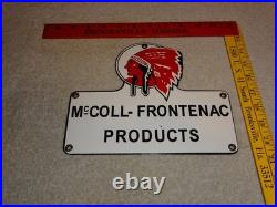 Vintage Red Indian Mccoll-frontenac Products Porcelain Metal Gasoline & Oil Sign